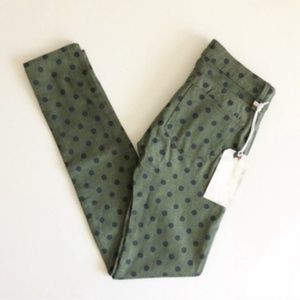 Etienne Marcel Green Polka Dot Skinny Jeans Sz 26